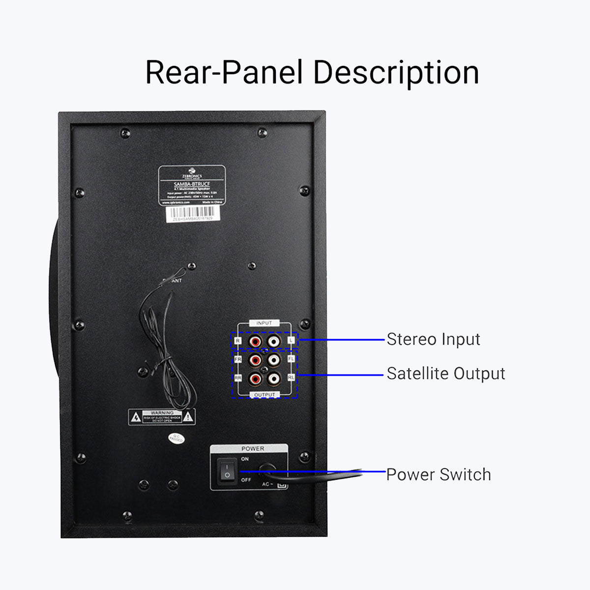 Zeb-Samba - 4.1 Speaker - Zebronics - Rear Panel description