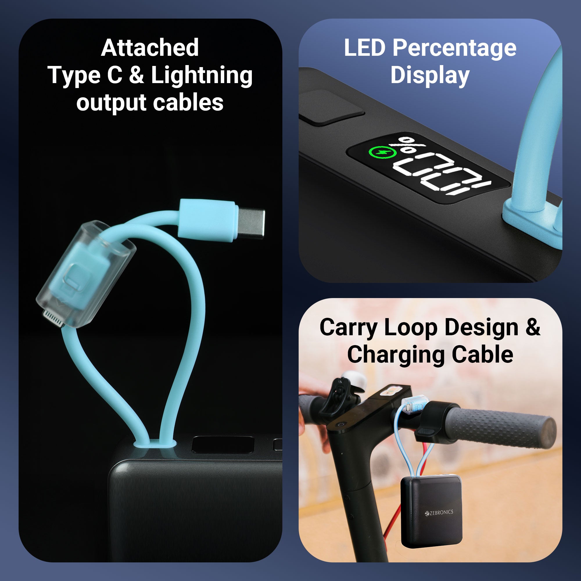 EnergiTank 10R1 - 10000 mAh Power Bank (with Type C & Lighting Cable)