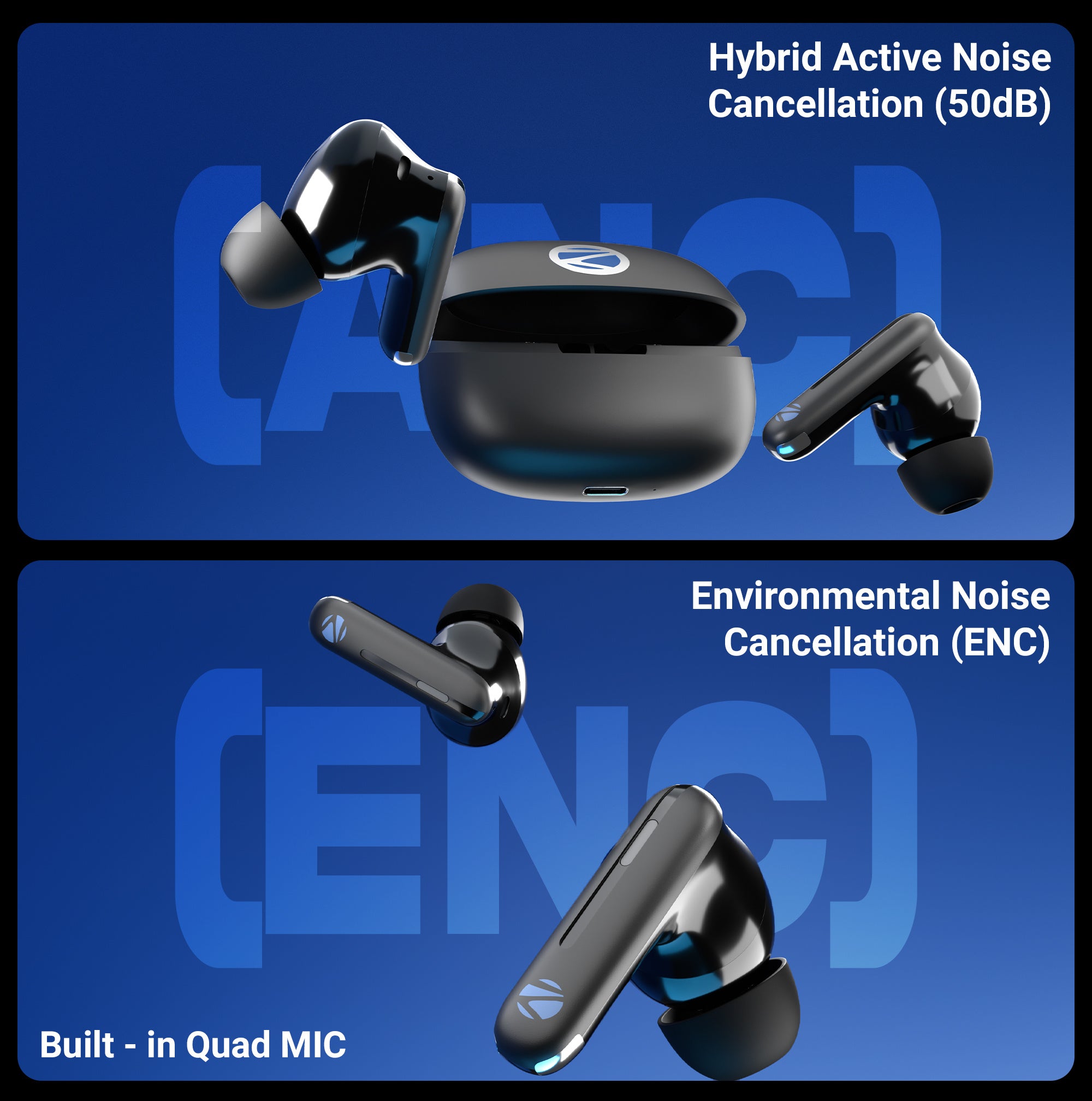 Monk Pro TWS Earbuds with Hybrid ANC (50db), 3 EQ Modes