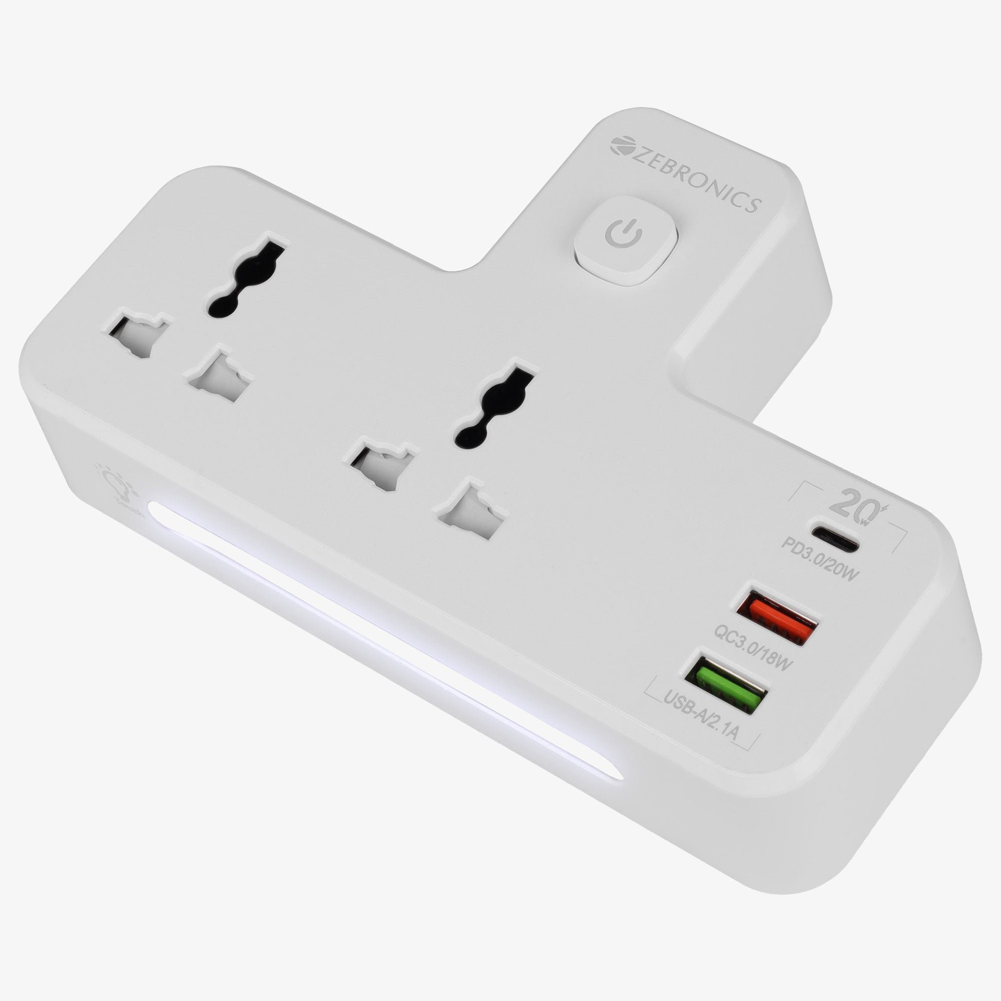 Power Plug 23 (2 x 3-pin Socket, 2 x USB, 1 x Type C) with Night Touch Light
