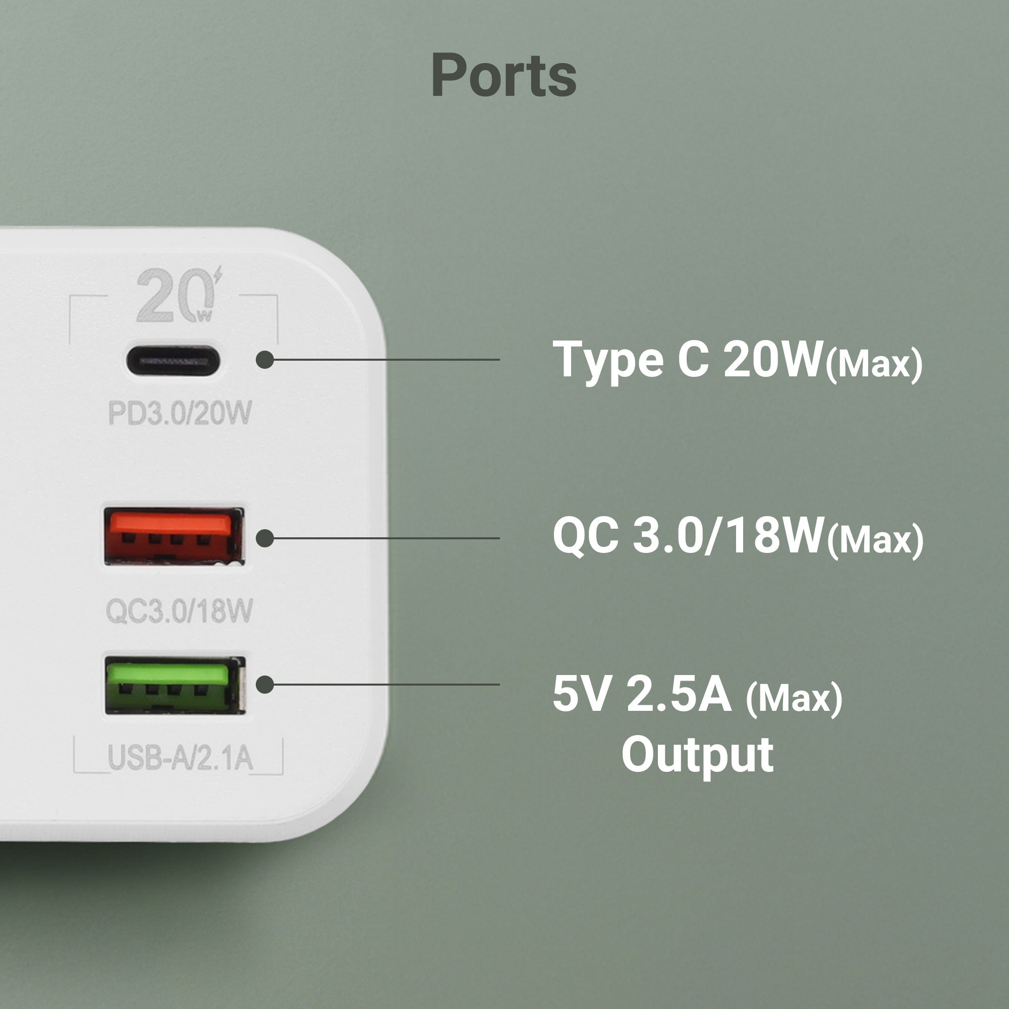 Power Plug 23 (2 x 3-pin Socket, 2 x USB, 1 x Type C) with Night Touch Light