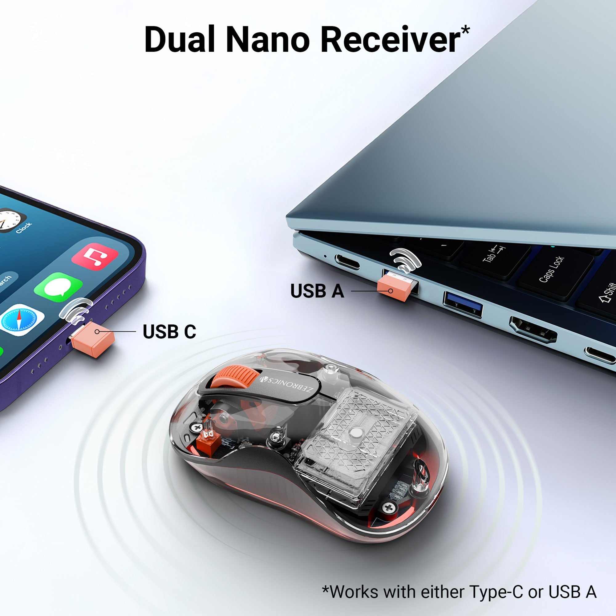Sheer Plus Wireless Transparent Mouse (Wireless + Bluetooth)