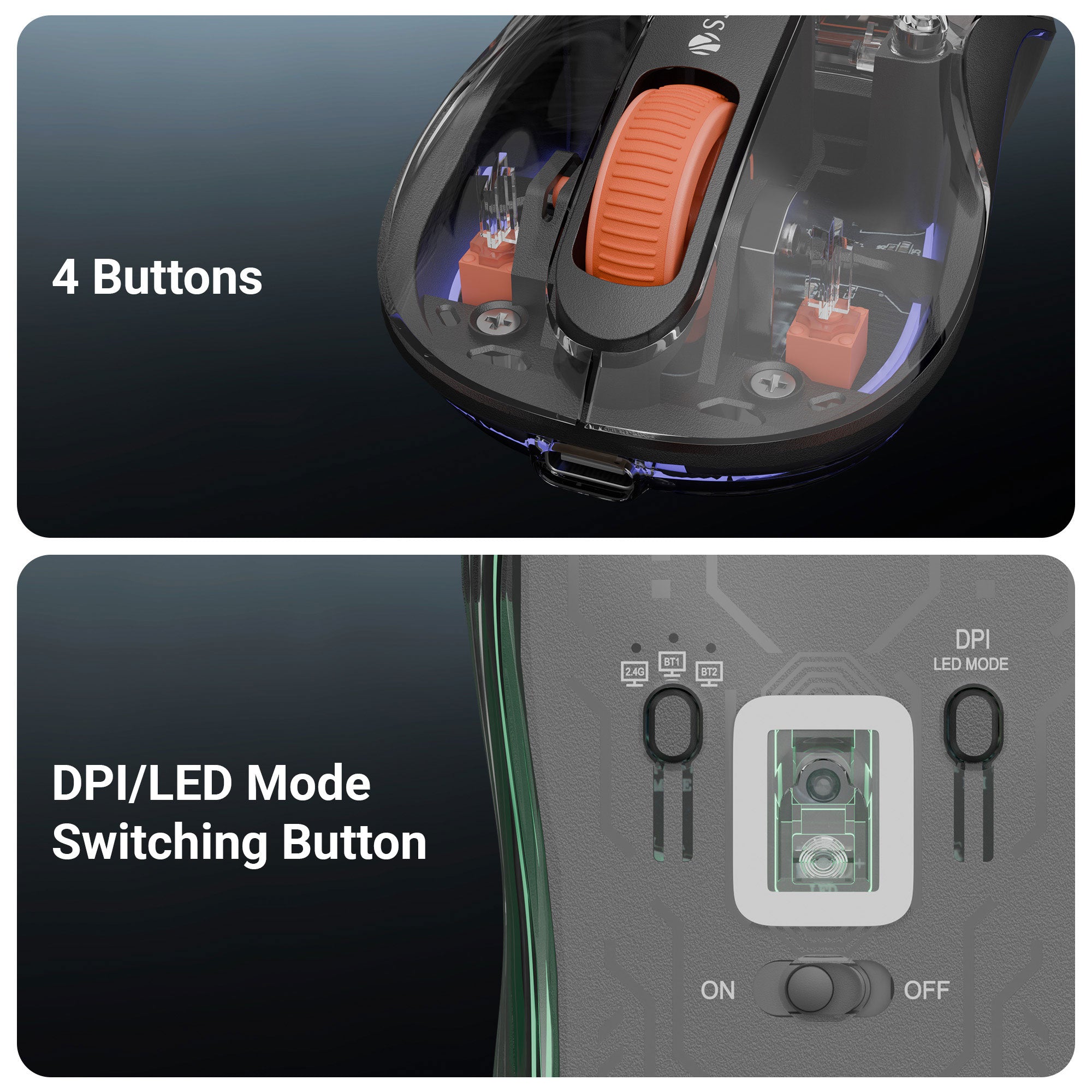 Sheer Plus Wireless Transparent Mouse (Wireless + Bluetooth)
