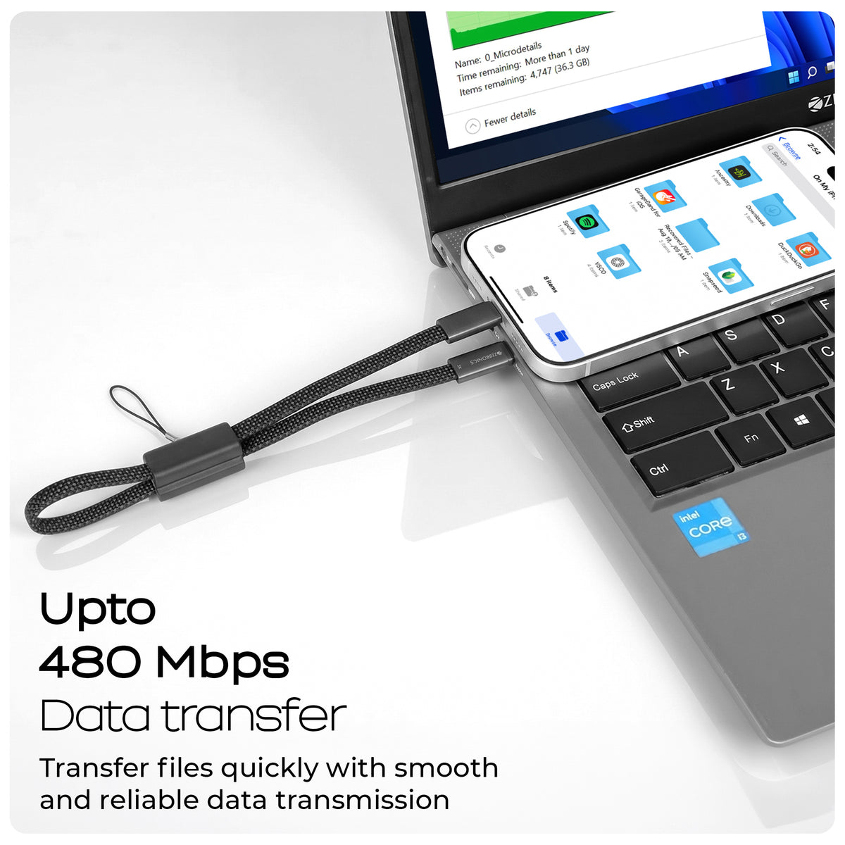 Wattz 65CC2 Type C To Type C Keychain Cable
