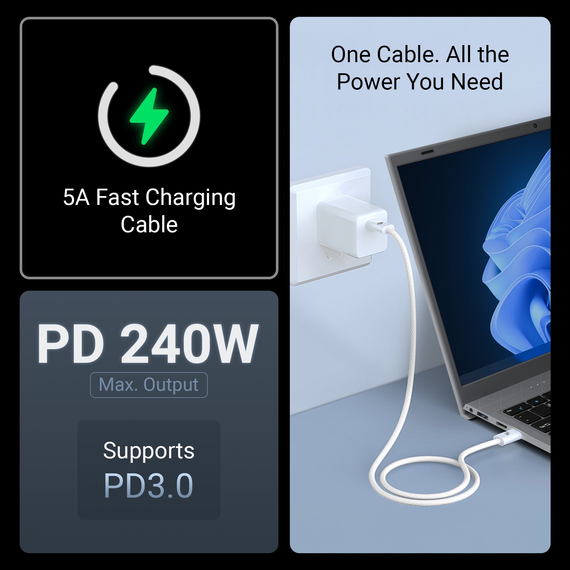 WATTZ 240CC1 Type C to Type C Cable