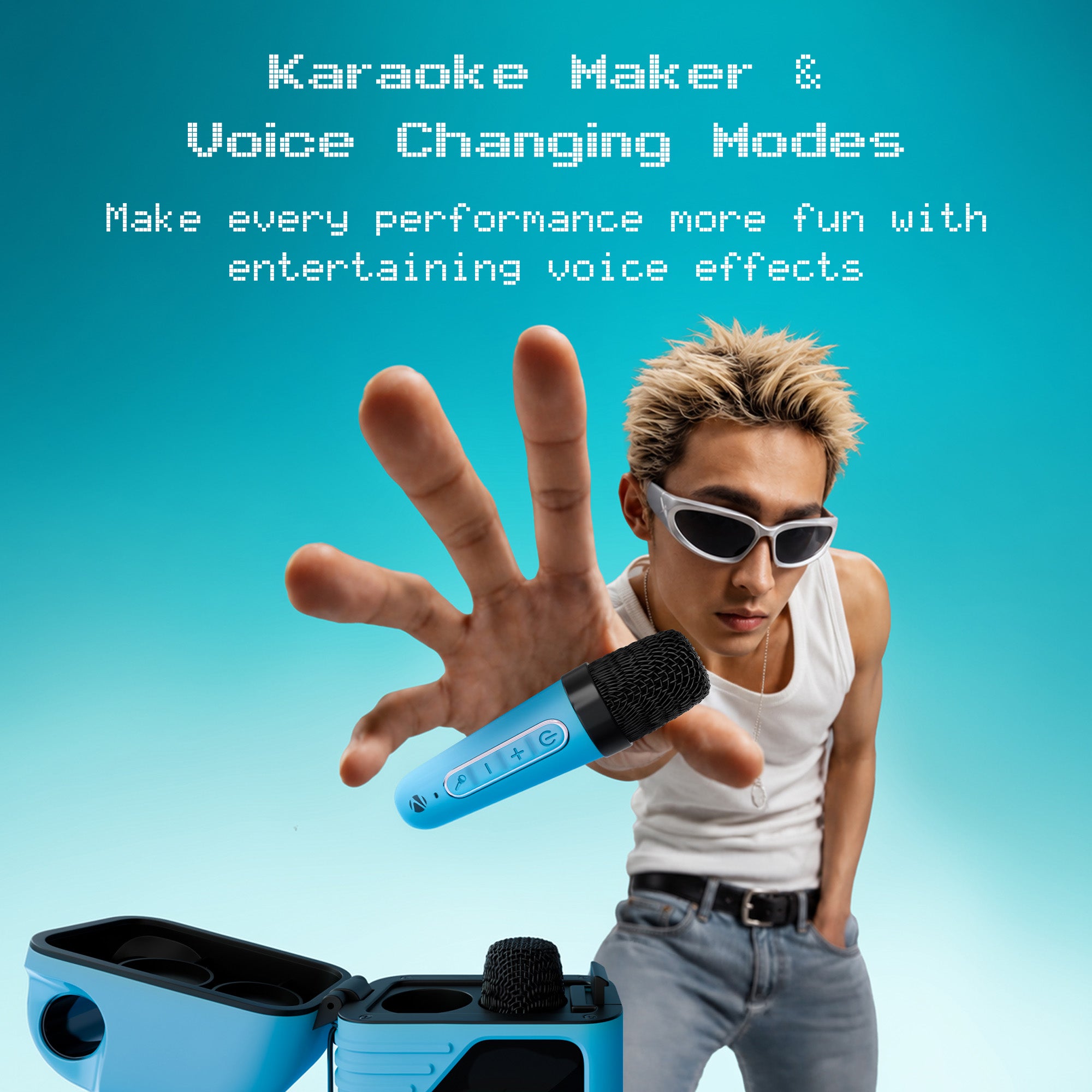 Music Bomb X50 Portable Speaker (20W) with 2 Wireless Mics