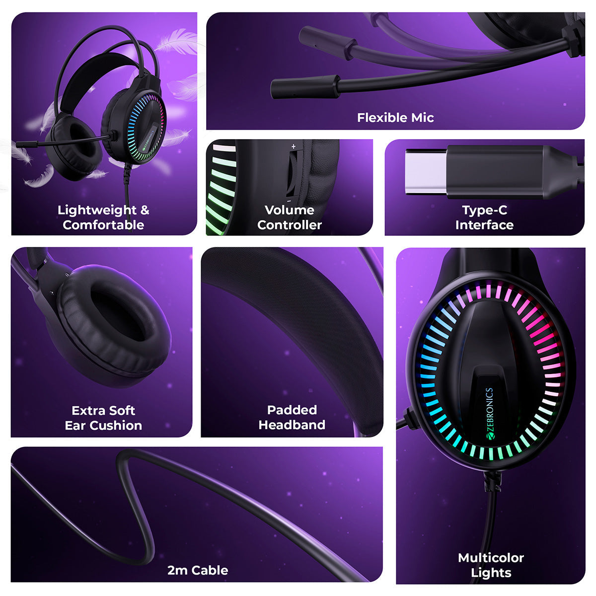 Zeb-Blitz C - Premium Gaming Headphone - Zebronics