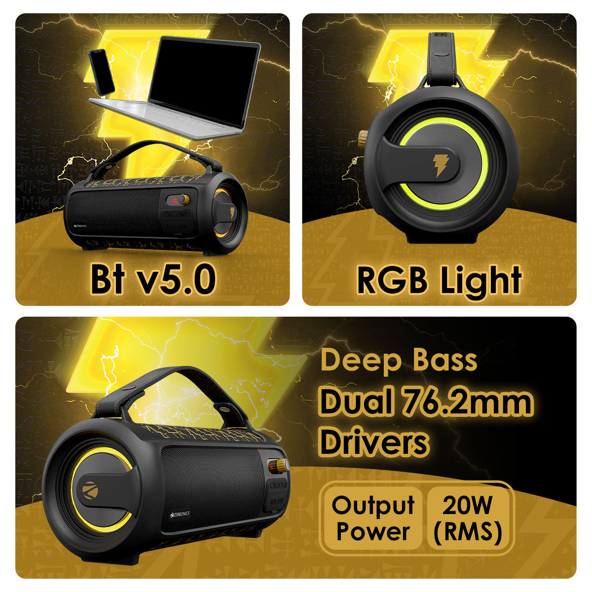 Zeb-Rocket 500-Black Adam - Wireless Speaker - Zebronics