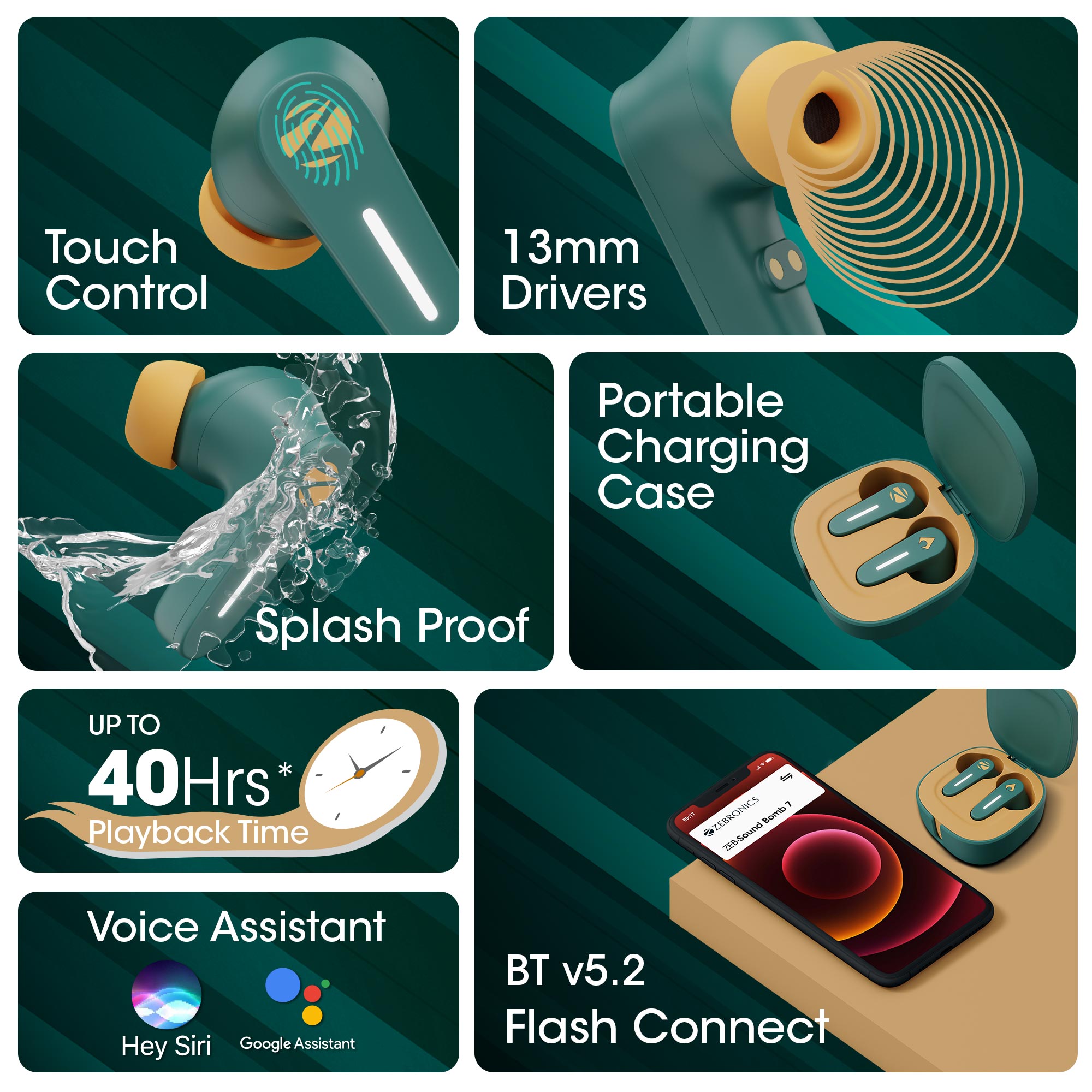 Zeb-Sound Bomb 7 DC Comics Aquaman Edition - Wireless Earbuds - Zebronics