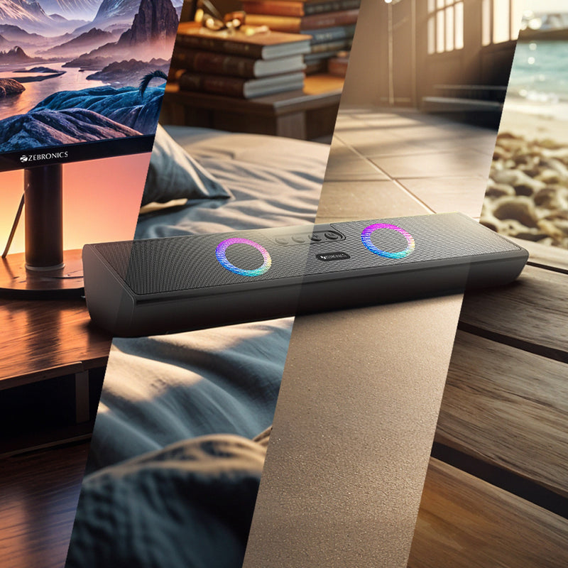 Zebronics Astra 35 Portable Bluetooth Speaker with 16W Output, Dual Drivers and RGB LED Lights sound bar thumbnail 5