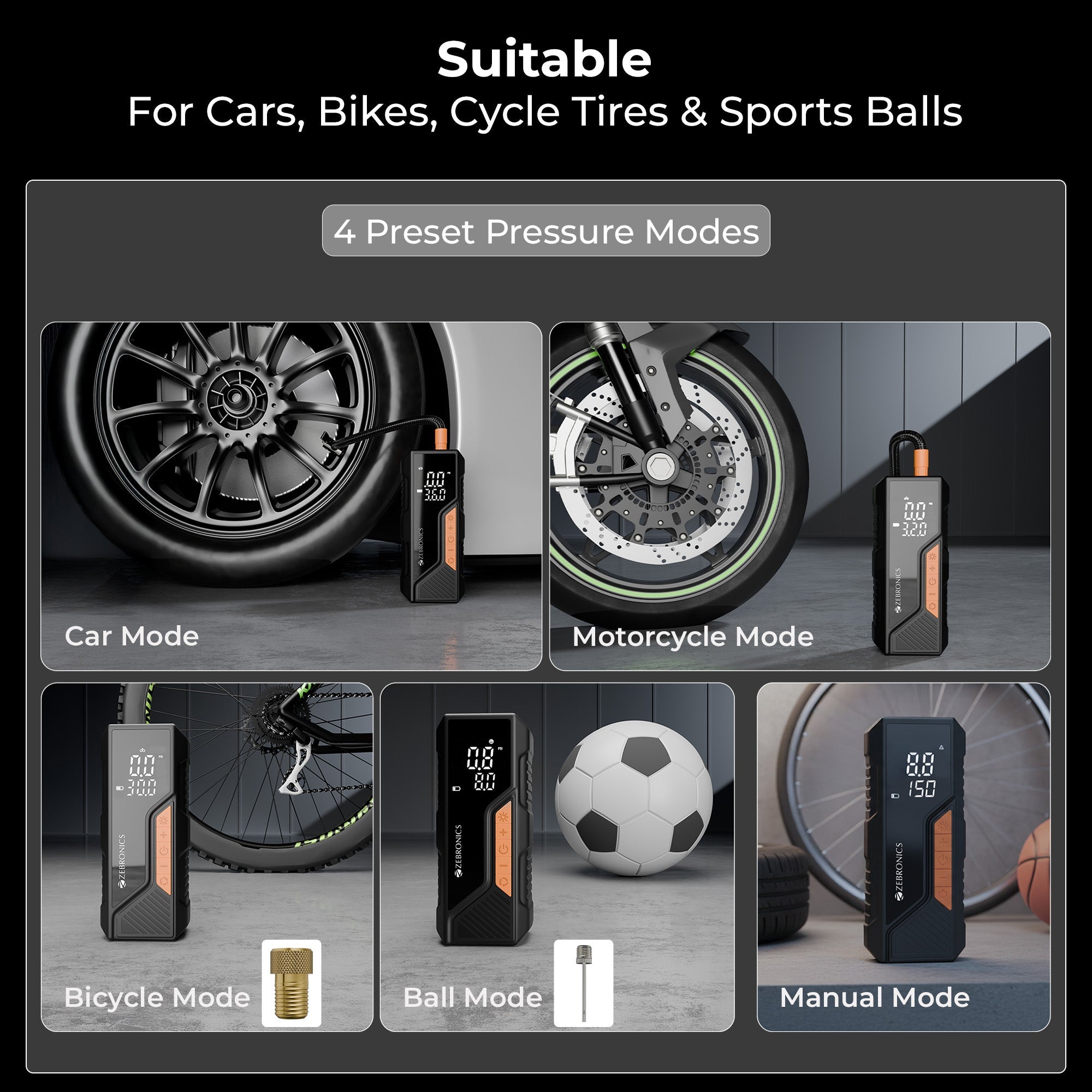 19TI6A Compact Tire Inflator for Cars, Bikes, Cycle tires & Sports Balls