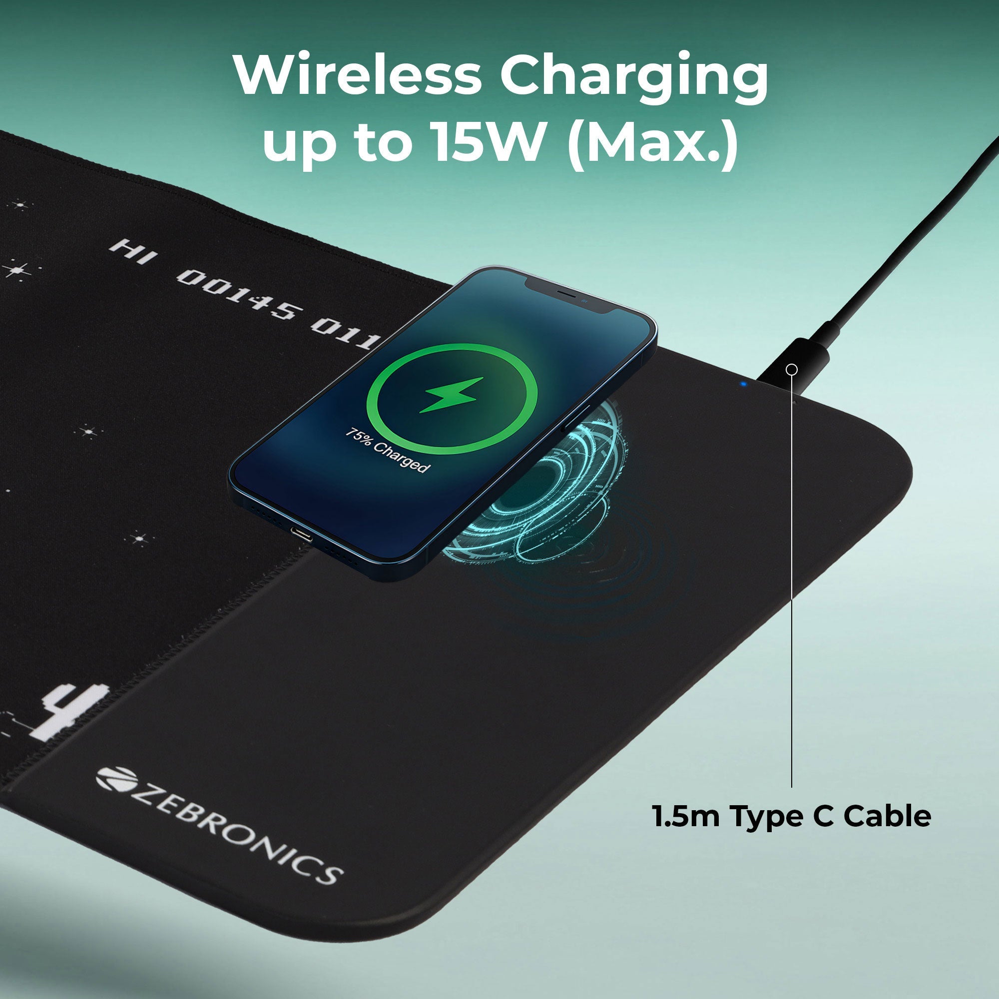 Blaze C Mousepad with Wireless Charging, 80.5 x 30 x 0.6 cms