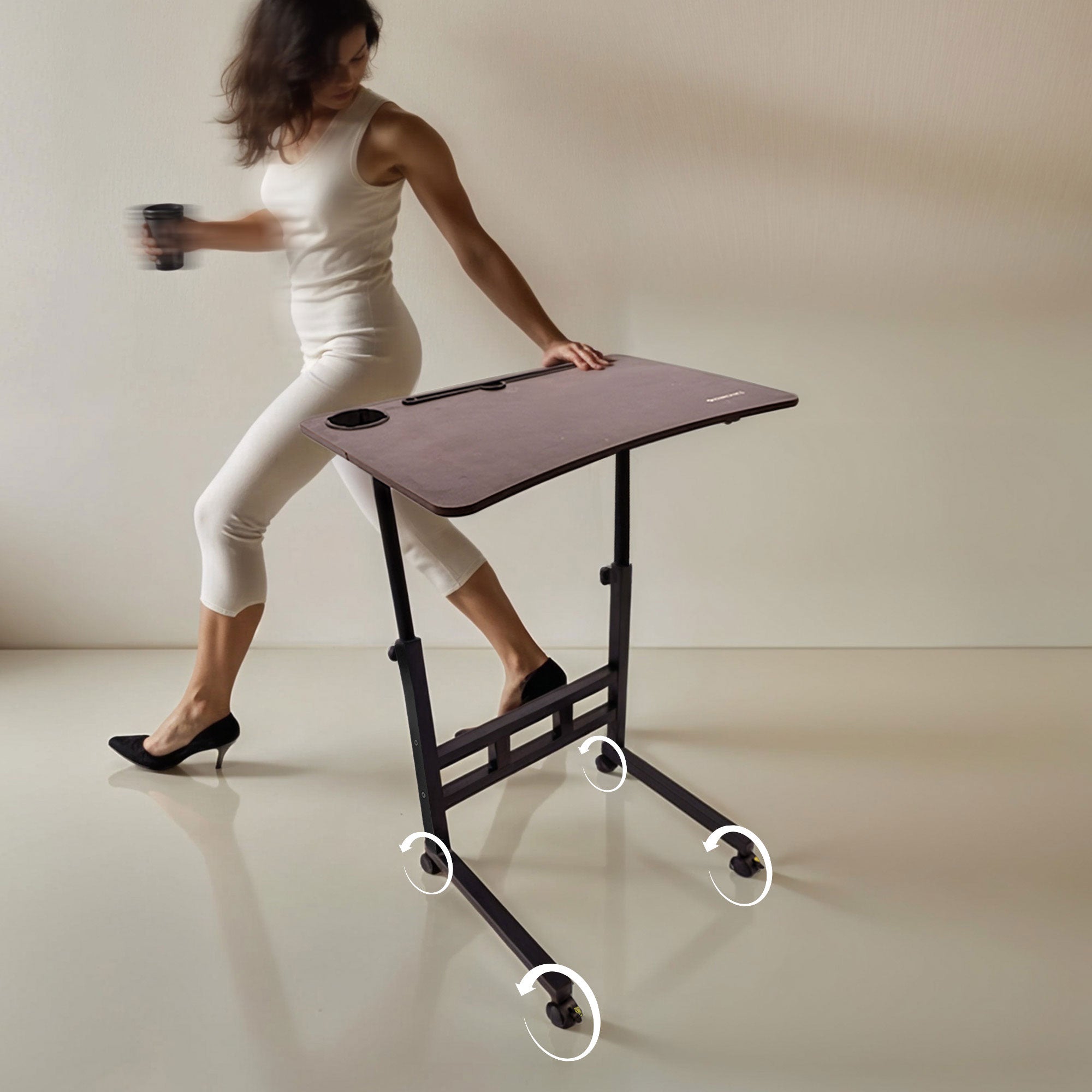 DOW Y1 Laptop Table with Wheels, Adjustable Height