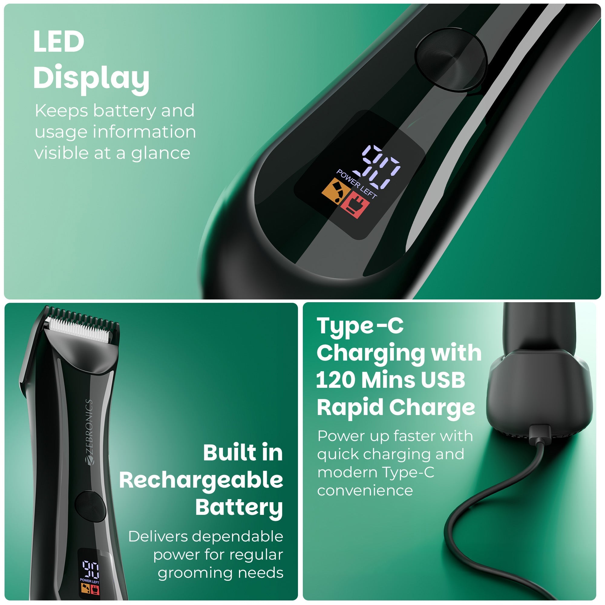 HT300B Hair Trimmer 90 Mins Cordless Use
