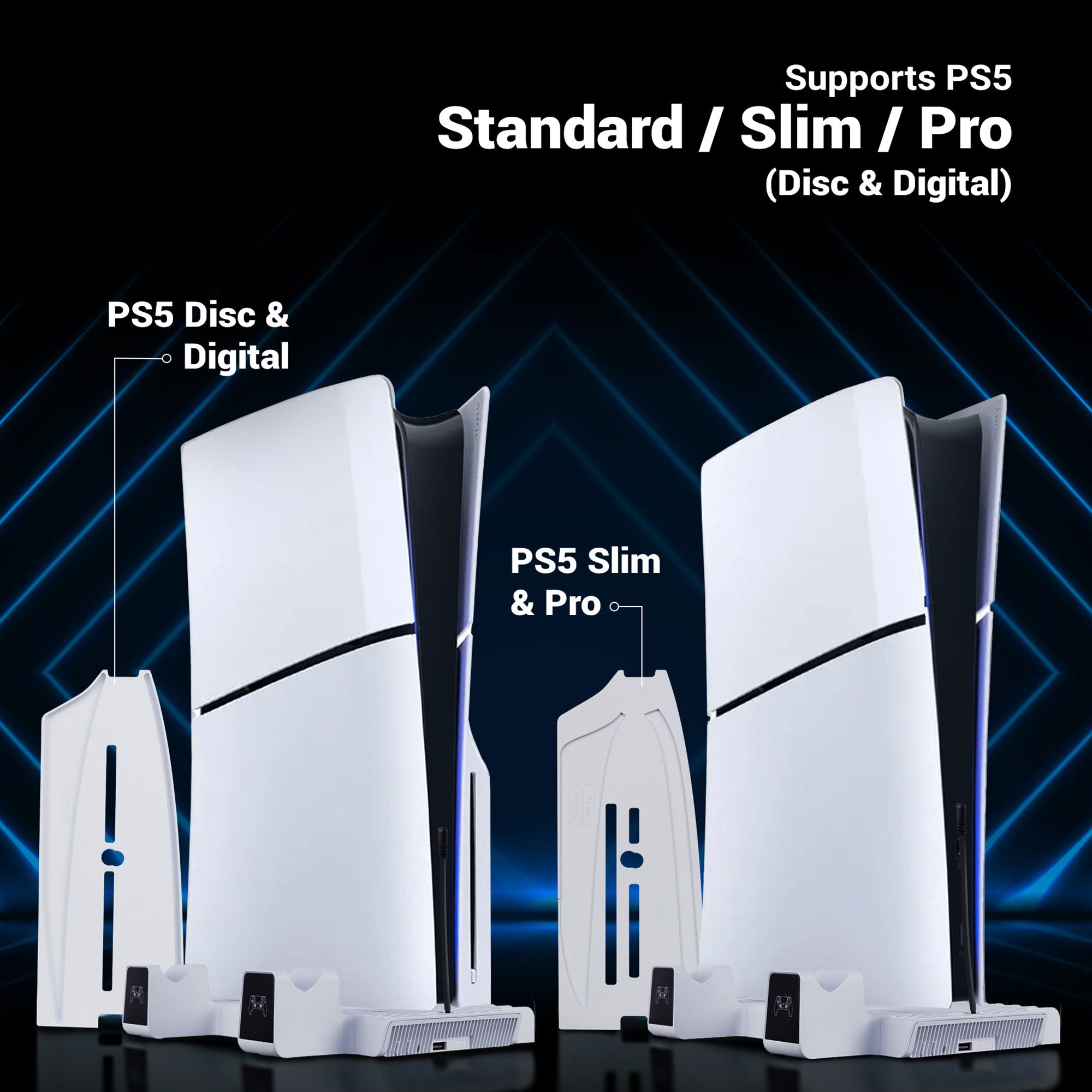 PS5SC Controller Docking Station (for PS5 Standard, Slim & Pro - Disk & Digital)