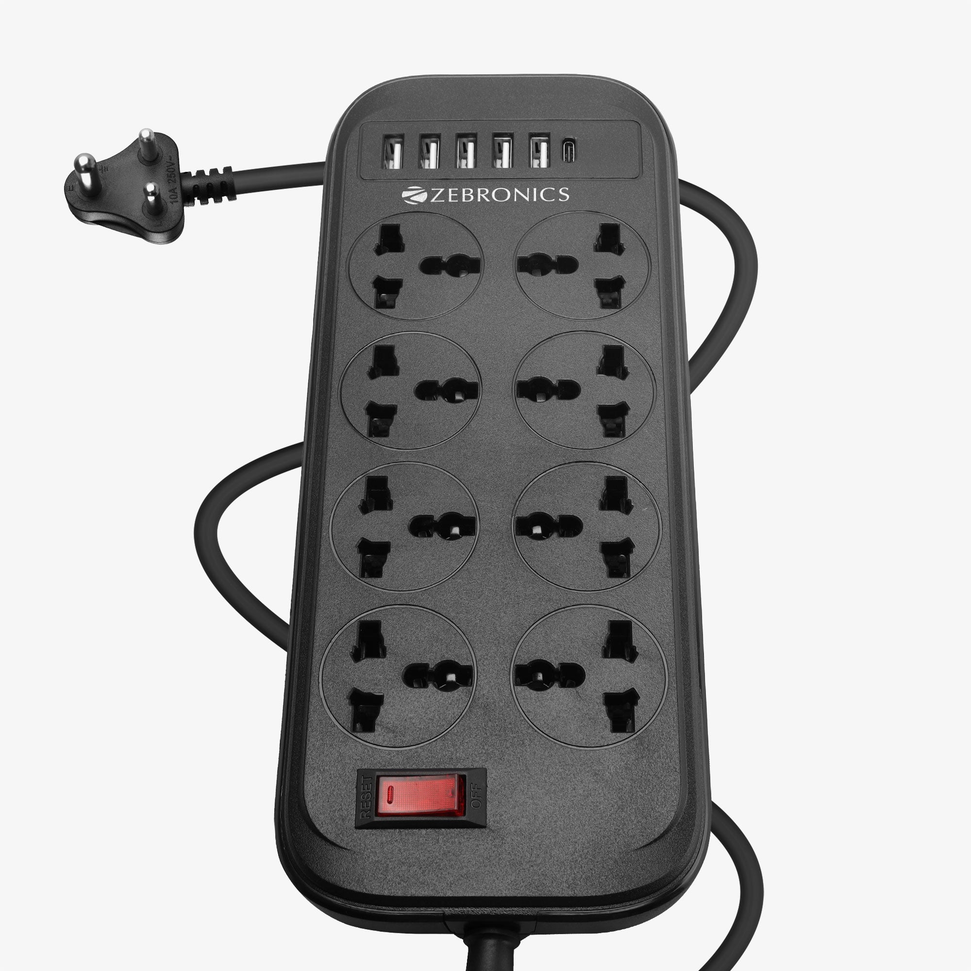 Power Bar 282 (8 x 3-pin socket, 5 x USB ports, 1 x Type-C) Extension Cord / Strip