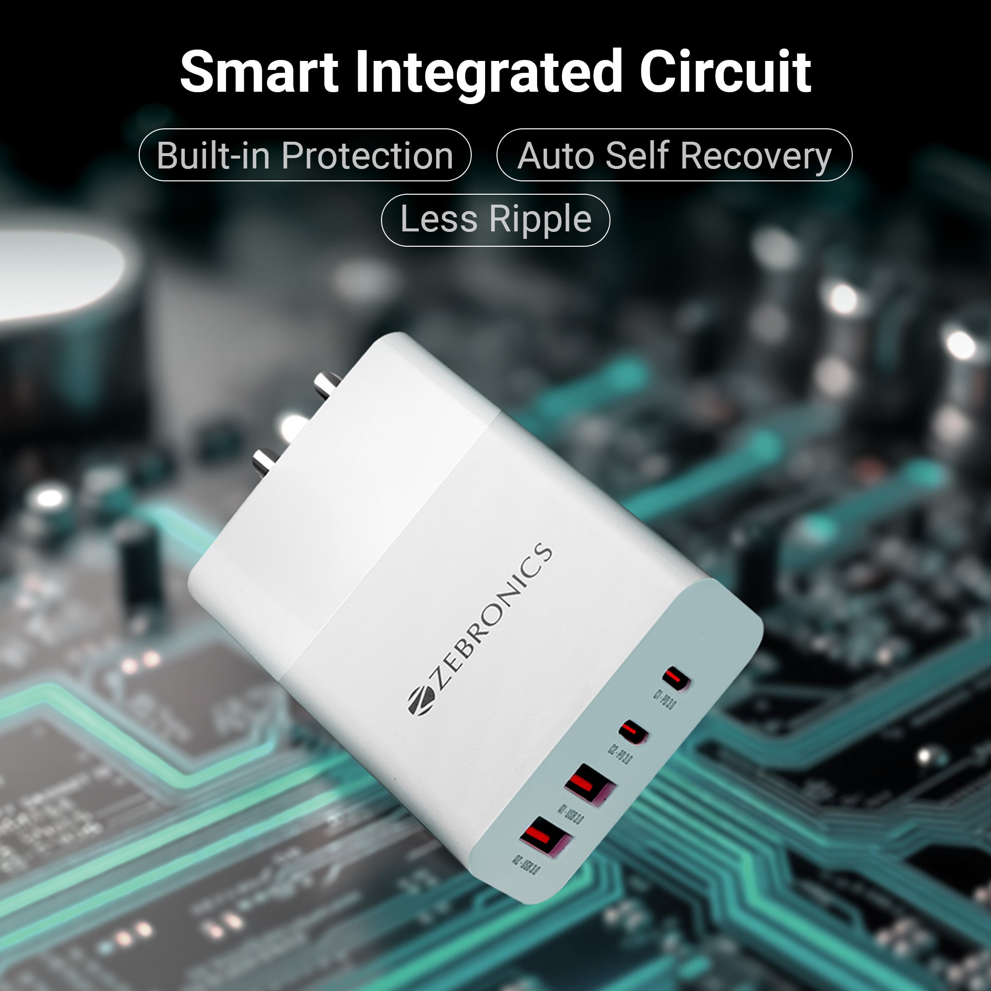 RC65B 120W GaN Charger (Type C x 2, USB 3.0 x 2), PD 3.0