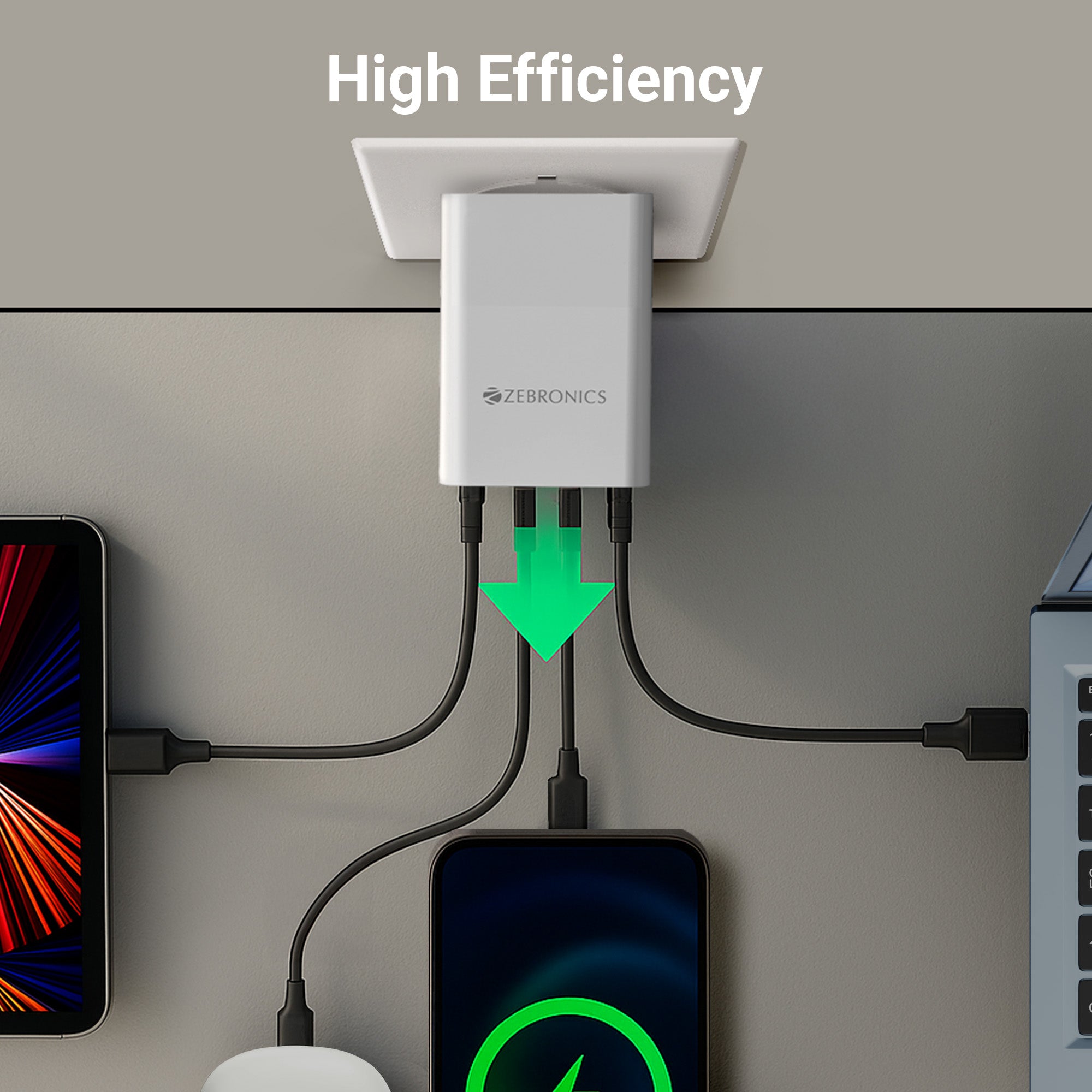 RC65B 120W GaN Charger (Type C x 2, USB 3.0 x 2), PD 3.0