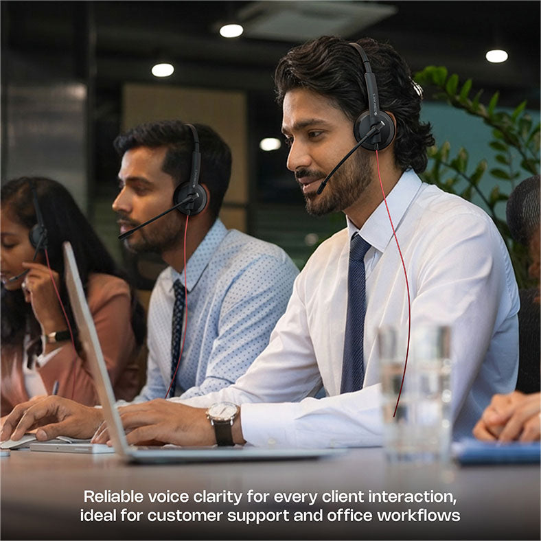 VCX101 Wired Headphone with Mic for Work Calls (3.5mm Jack with Detachable USB Cable)