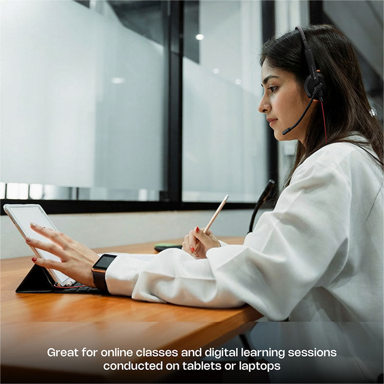 VCX101 Wired Headphone with Mic for Work Calls (3.5mm Jack with Detachable USB Cable)