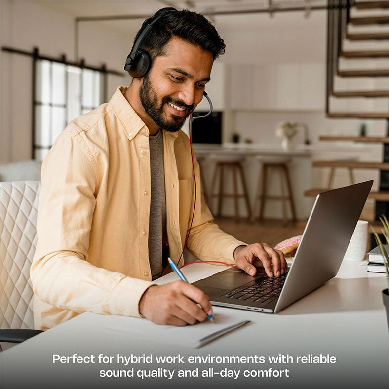 VCX101 Wired Headphone with Mic for Work Calls (3.5mm Jack with Detachable USB Cable)