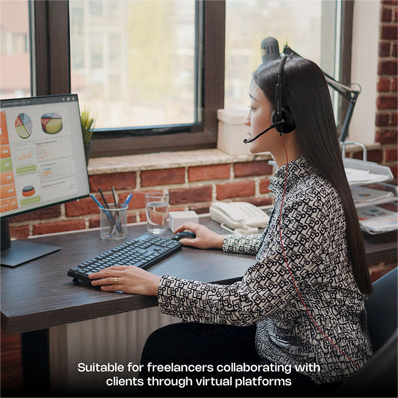 VCX101 Wired Headphone with Mic for Work Calls (3.5mm Jack with Detachable USB Cable)