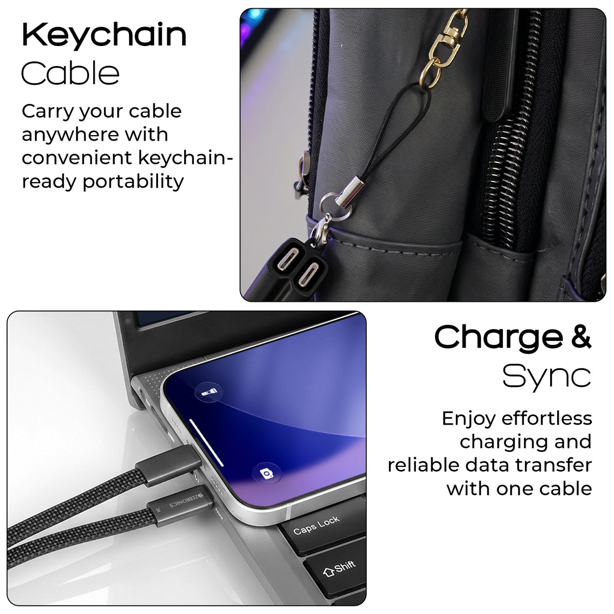Wattz 65CC2 Type C To Type C Keychain Cable