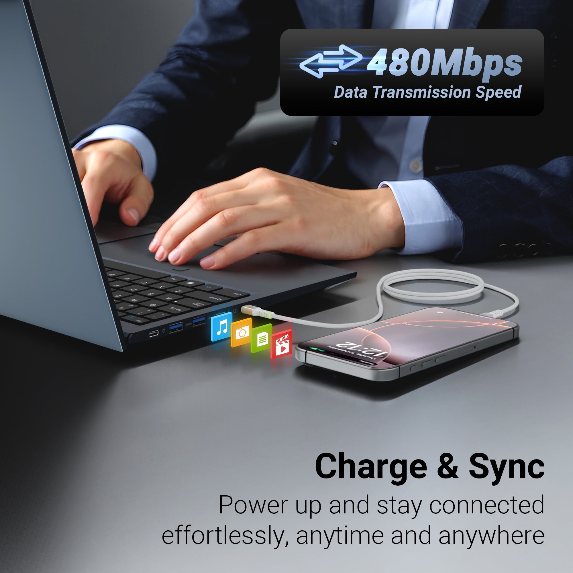 WATTZ 60MCC1 Type C to Type C Braided Magnetic Cable