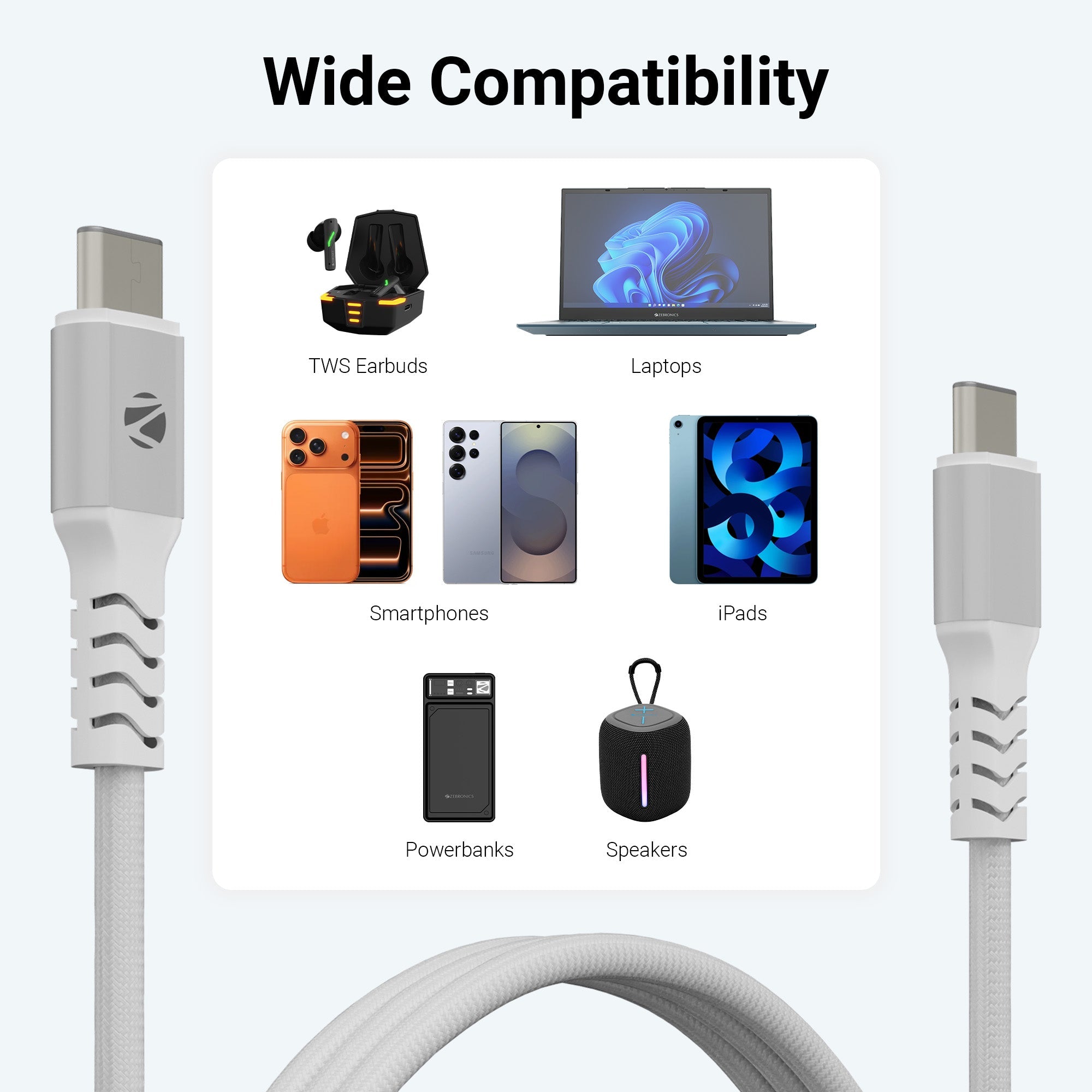 WATTZ 60MCC1 Type C to Type C Braided Magnetic Cable
