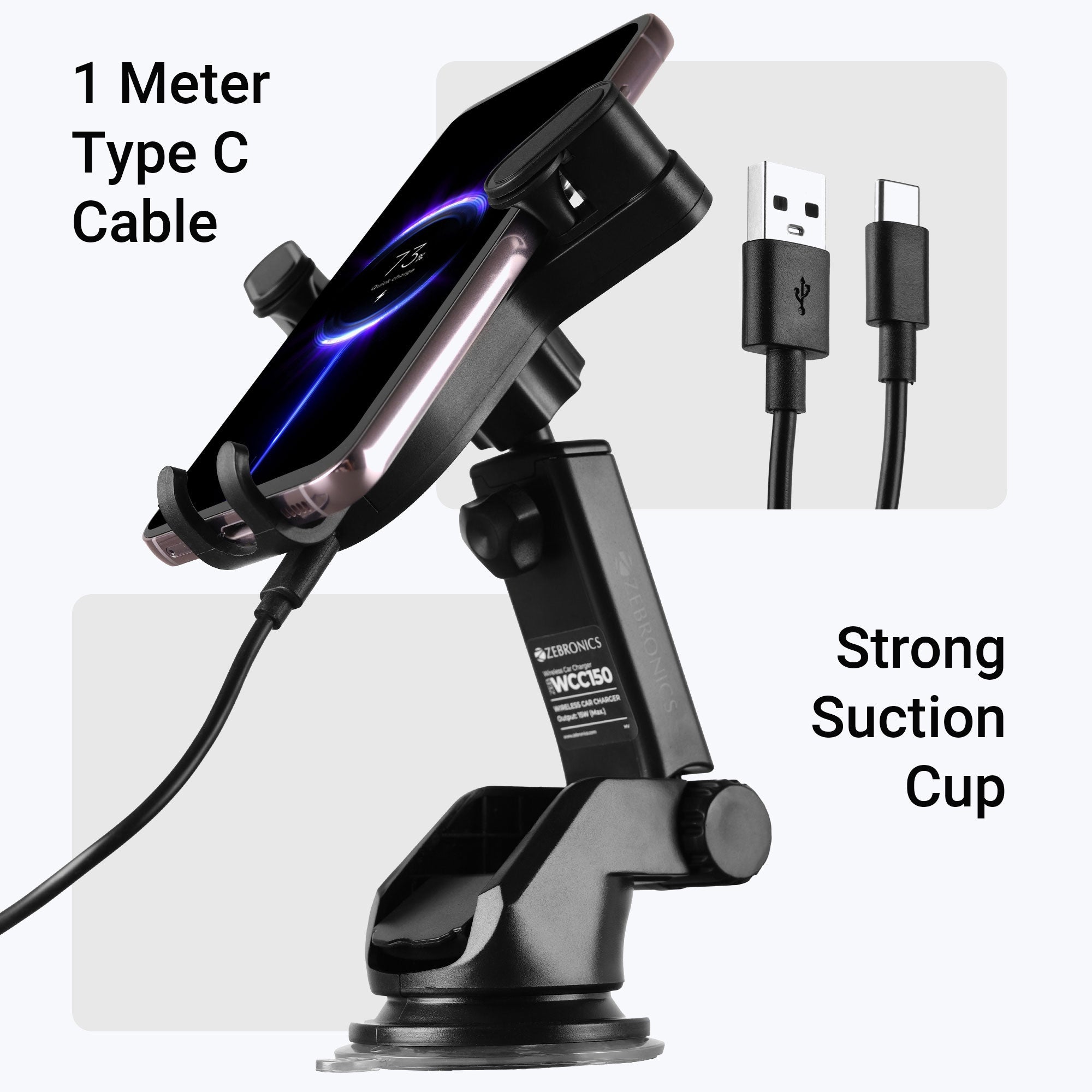 WCC150 Mobile Holder with Wireless Charging (For Cars)