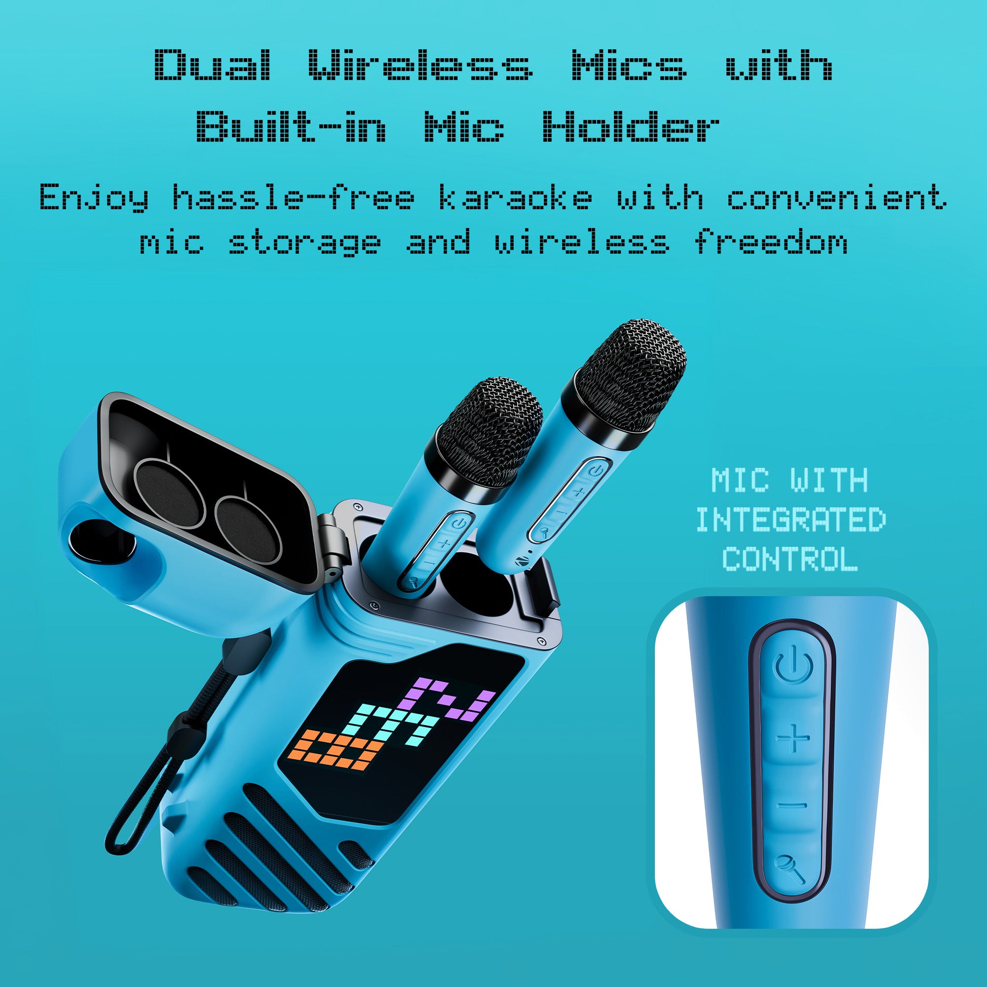 Music Bomb X50 Portable Speaker (20W) with 2 Wireless Mics