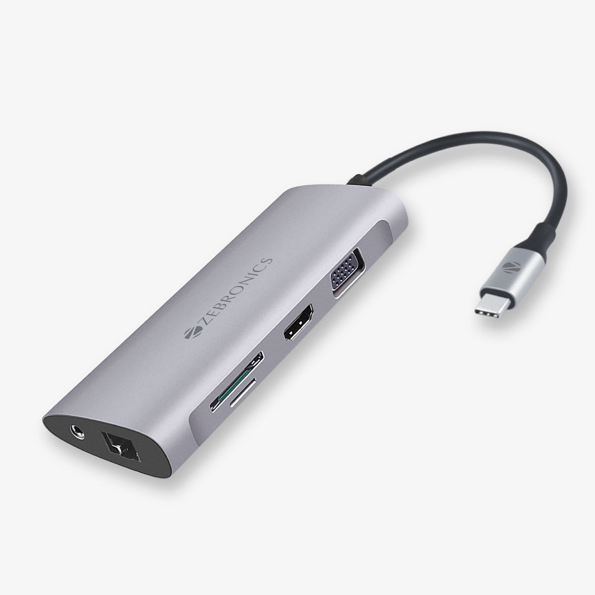 Zeb-TA2000UCLVAP – 11 in 1 USB Type C Multiport Adapter with USB, HDMI, VGA, 3.5mm, RJ45, SD, Micro SD, Type C PD - Zebronics
