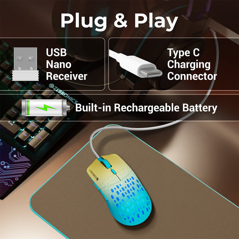 Zebronics Marine Wireless Gaming Mouse with High DPI & RGB