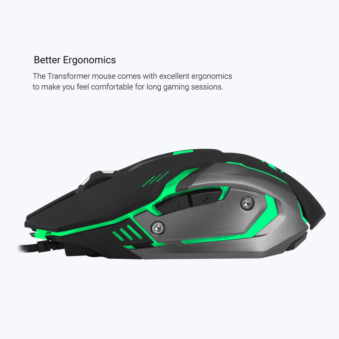 Transformer Computer Mouse Zebronics Transformer-M Wired Gaming Mouse with RGB Lighting